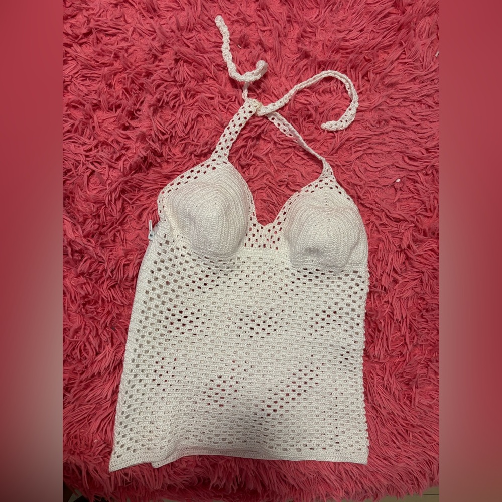 White Crochet Halter Skirt